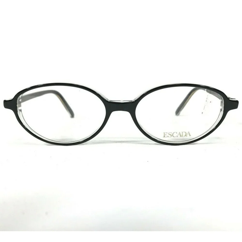 Escada Eyeglasses Frames E0124 E374 Black Clear Gold Round Oval 51-15-140